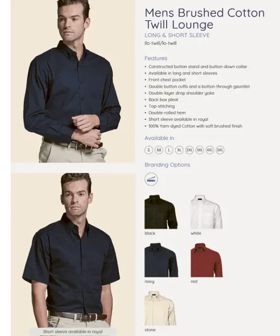 Brushed Cotton Twill Lounge Short Sleeve Mens(LO-TWILL)