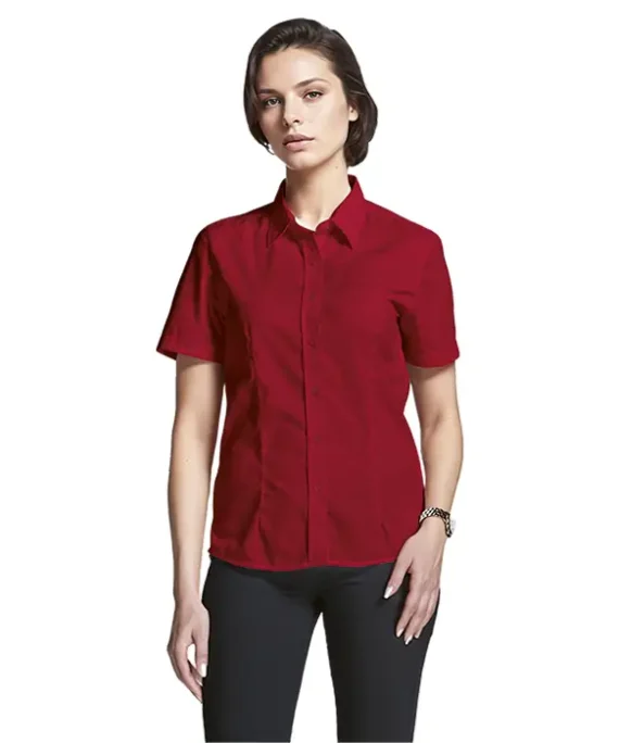 Basic Poly Cotton Blouse Short Sleeve Ladies(LL-PLA)